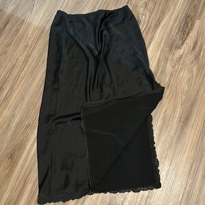 Silky satiney skirt with lacey slit